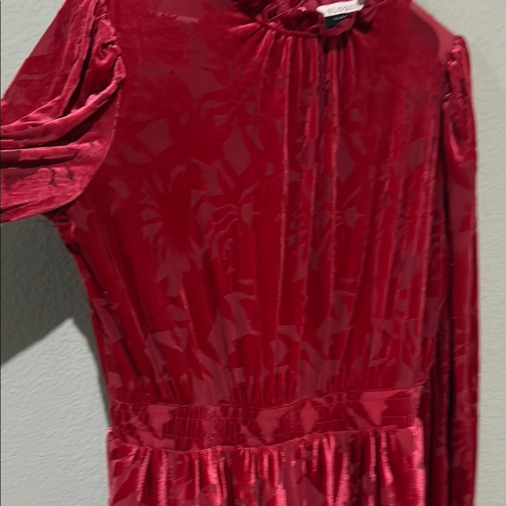 Eloquii Pink Mock Neck Barbiecore Midi Dress velvet burnout romantic formal - Picture 6 of 14